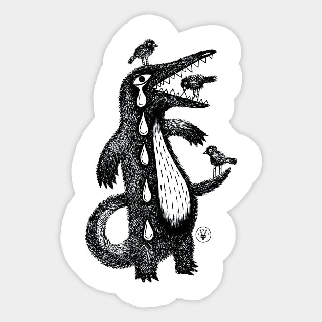 Cry crocodile tears (Black) Sticker by Super South Studios